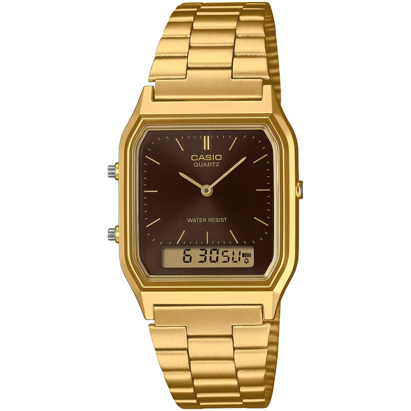 Montre Casio Mixte Vintage AQ-230GA-5A Quartz Analogique / Digitale Doré Marron
