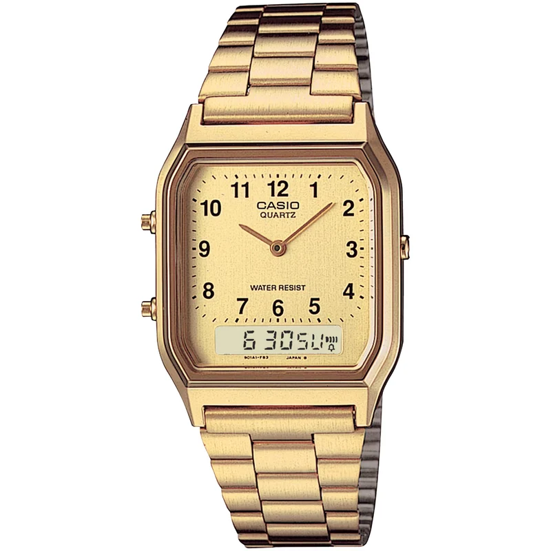 Montre Casio Mixte Vintage AQ-230GA-9B Quartz Analogique / Digitale Doré
