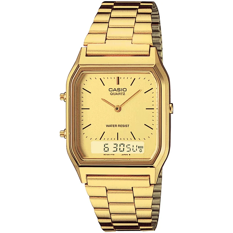 Montre Casio Mixte Vintage AQ-230GA-9D Quartz Analogique / Digitale Doré Blanc