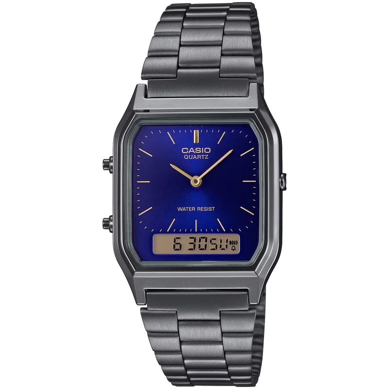 Montre Casio Mixte Vintage AQ-230GG-2A Quartz Analogique / Digitale Argent Bleu