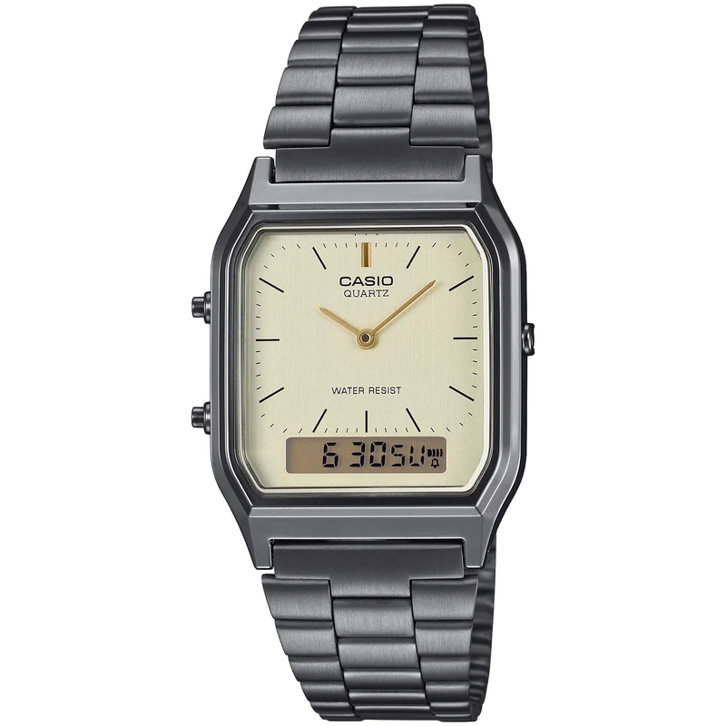 Montre Casio Mixte Vintage AQ-230GG-9A Quartz Analogique / Digitale Argent Beige