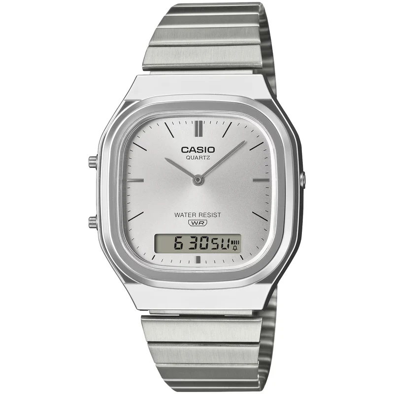 Montre Casio Mixte Vintage AQ-240E-7A Quartz Analogique / Digitale Argent