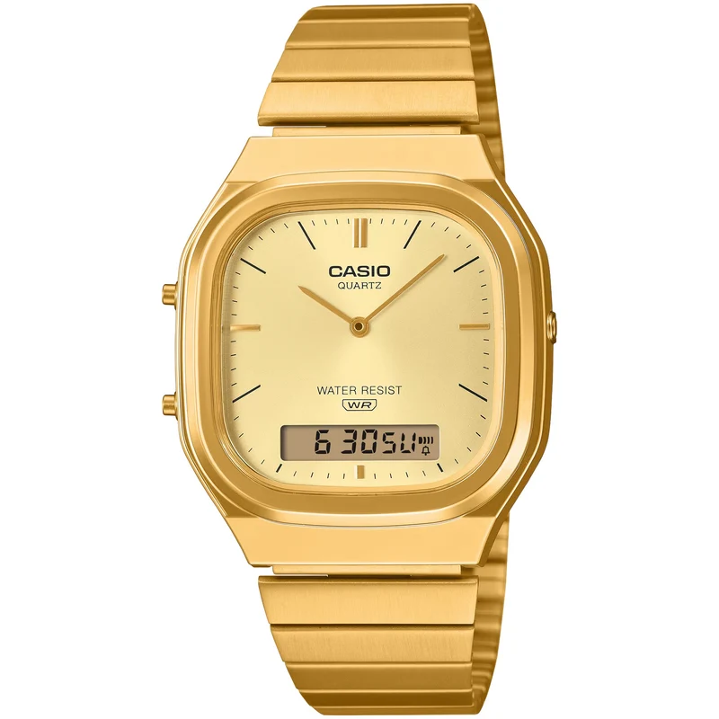 Montre Casio Mixte Vintage AQ-240EG-9A Quartz Analogique / Digitale Doré