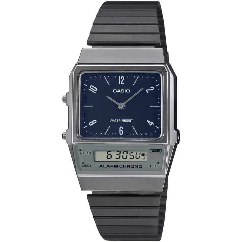 Montre Casio Mixte Vintage AQ-800EB-2A Quartz Analogique / Digitale Argent Bleu