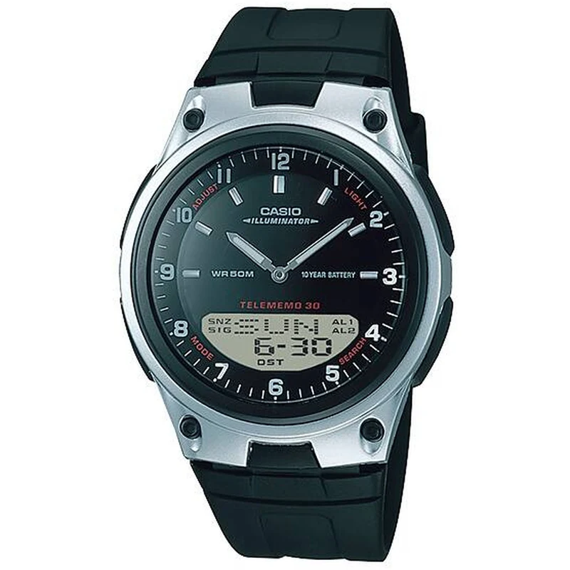 Montre Casio Homme AW-80-1A Quartz Analogique / Digitale Argent Noir