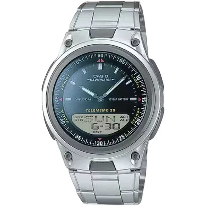 Montre Casio Homme AW-80D-1A Quartz Analogique / Digitale Argent Noir