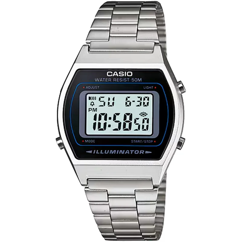 Montre Casio Mixte Vintage B640WD-1A Quartz Digitale Argent Noir