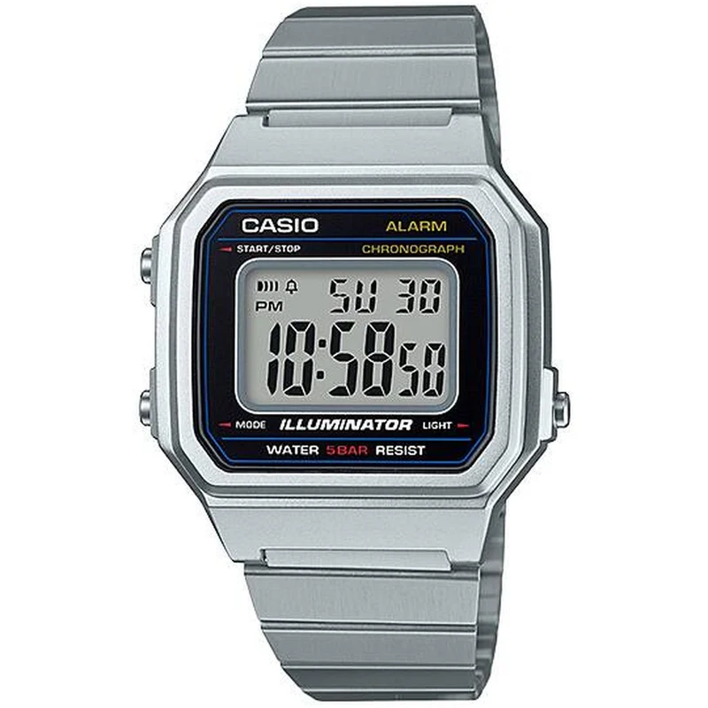 Montre Casio Mixte Vintage B650WD-1A Quartz Digitale Argent Noir