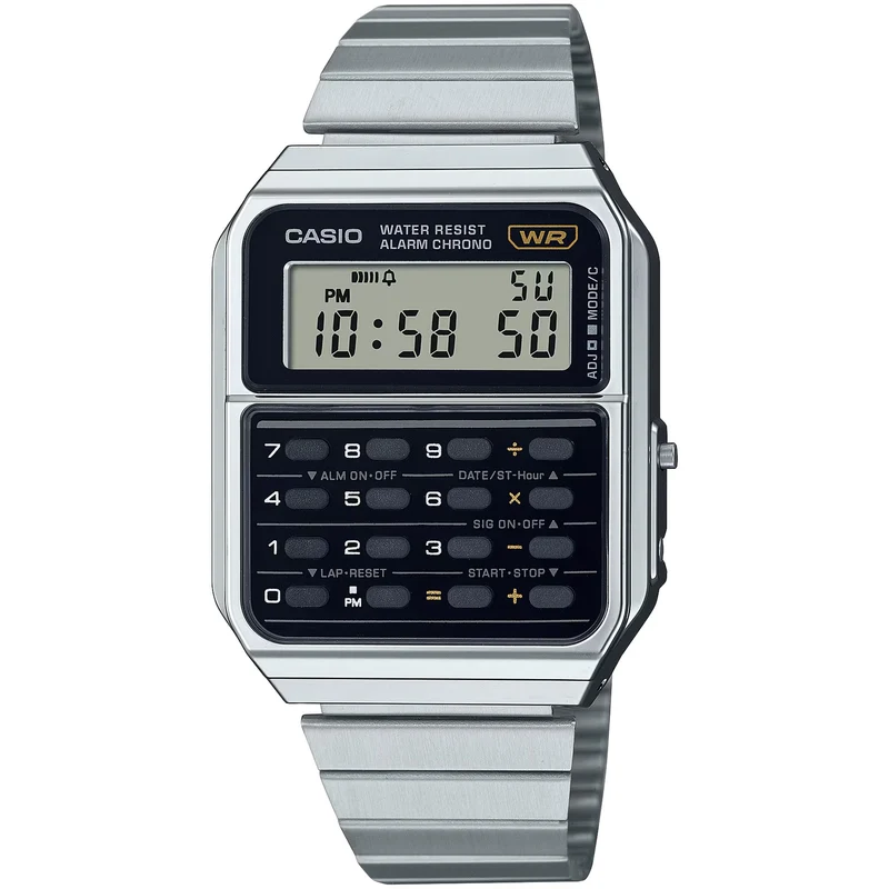 Montre Casio Mixte Vintage CA-500WE-1A Quartz Digitale Argent Noir
