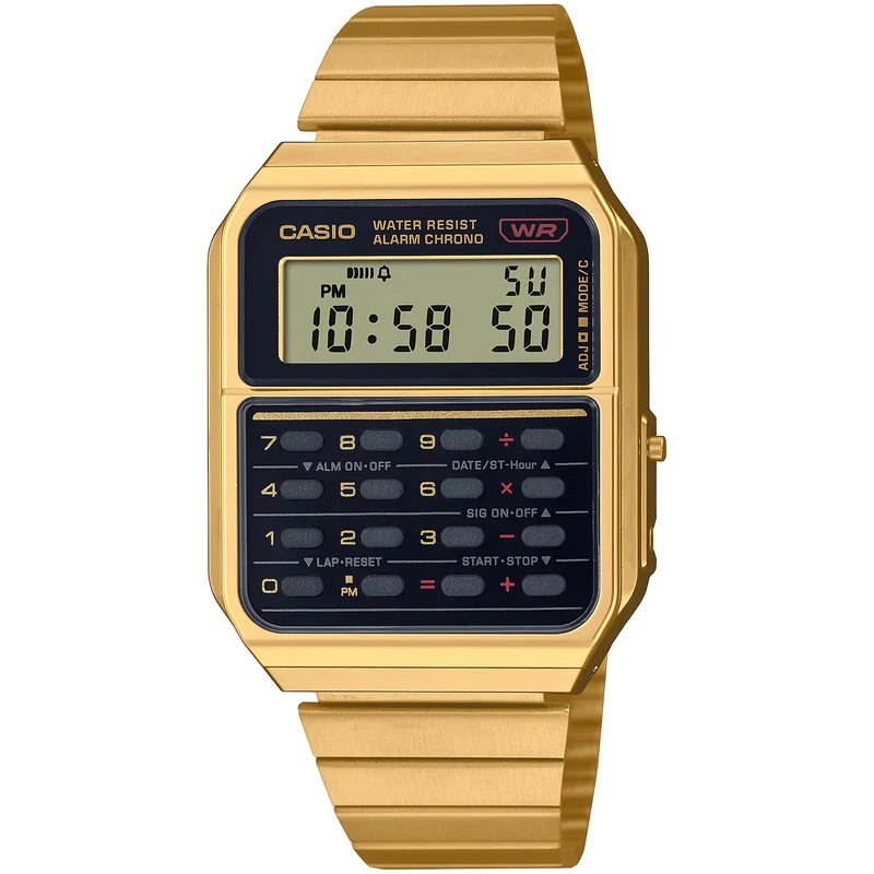 Montre Casio Mixte Vintage CA-500WEG-1A Quartz Digitale Doré Noir