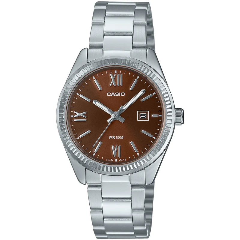 Montre Casio Femme LTP-1302DD-5A Quartz Analogique Argent Marron