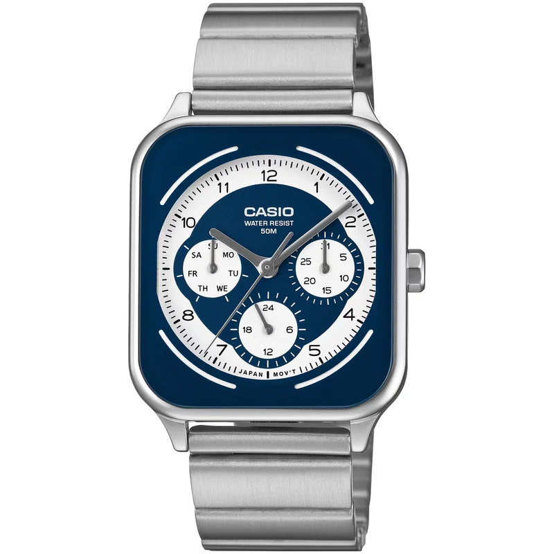 Montre Casio Homme MTP-M307D-2B Quartz Analogique Argent Bleu Blanc