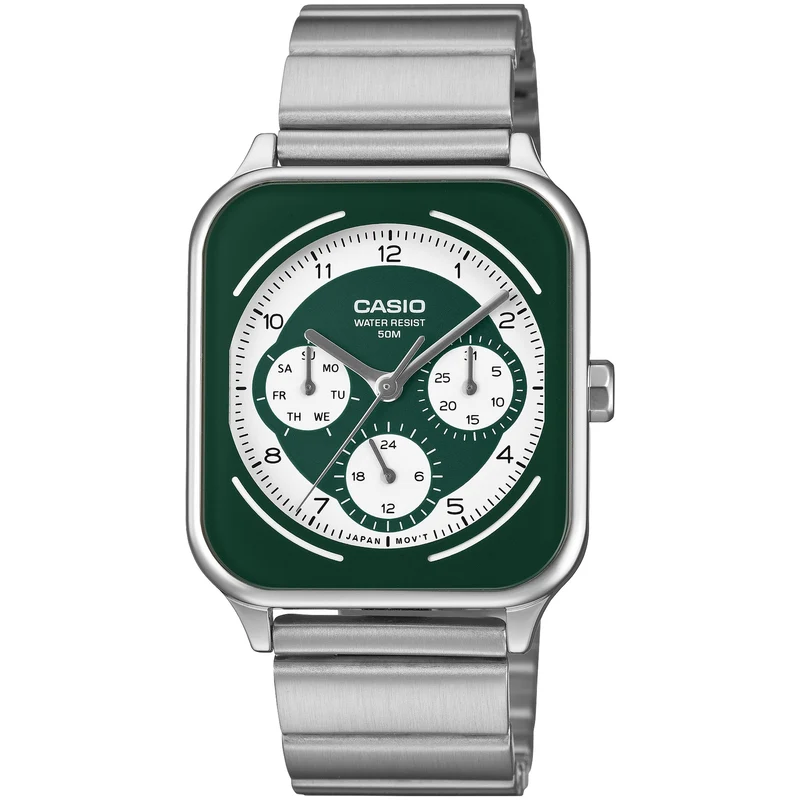 Montre Casio Homme MTP-M307D-3B Quartz Analogique Argent Vert Blanc