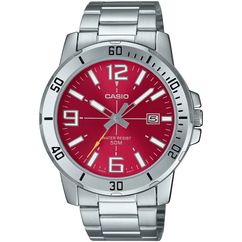Montre Casio Homme MTP-VD01D-4B Quartz Analogique Argent Rouge