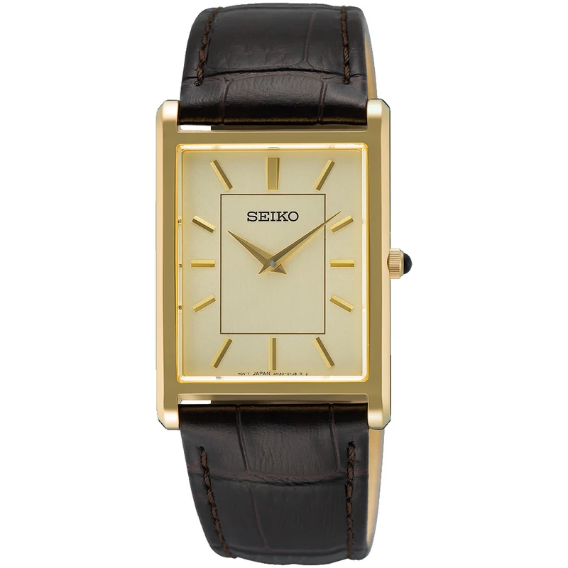 Montre Seiko Classique Rectangulaire Homme SWR106P1 Doré Champagne