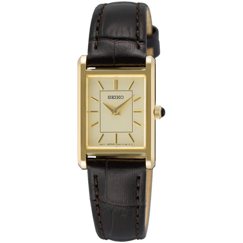 Montre Seiko Classique Rectangulaire Femme SWR110P1 Doré Champagne