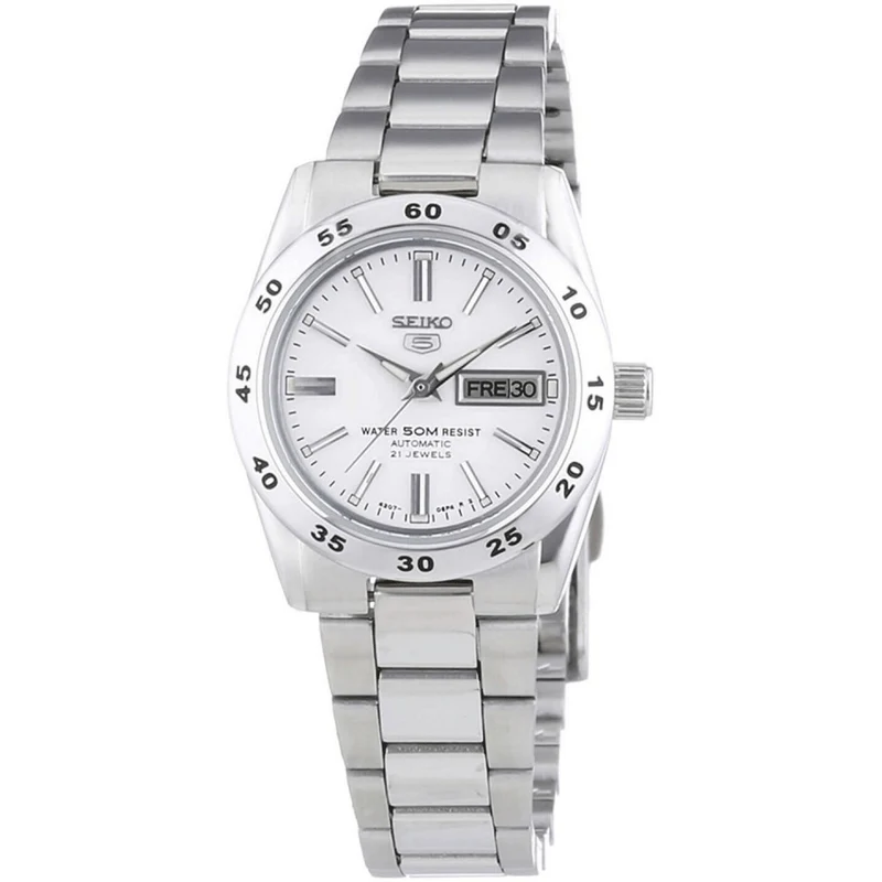 Montre Seiko 5 Femme Automatique SYMG35K1 Argenté Blanc
