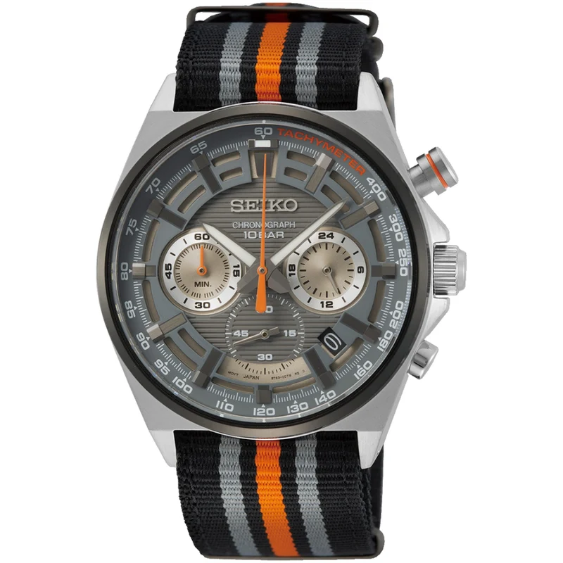 Montre Seiko Chronographe Racing Sports Homme Quartz SSB403P1 Noir Orange Gris