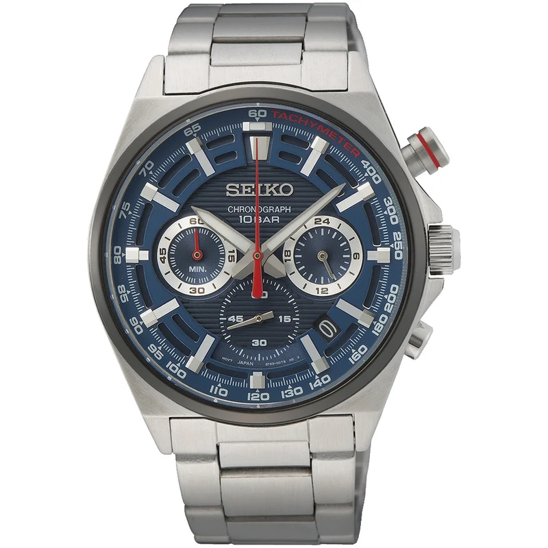 Montre Seiko Chronographe Racing Sports Homme Quartz SSB407P1 Bleu Rouge