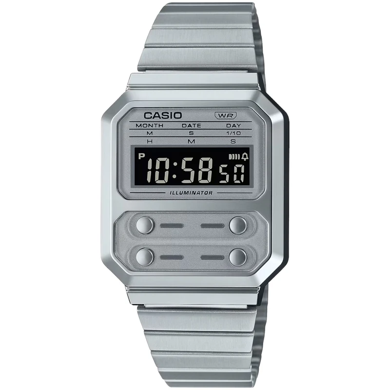 Montre Casio Mixte Vintage A100WE-7B Quartz Digitale Argent Gris