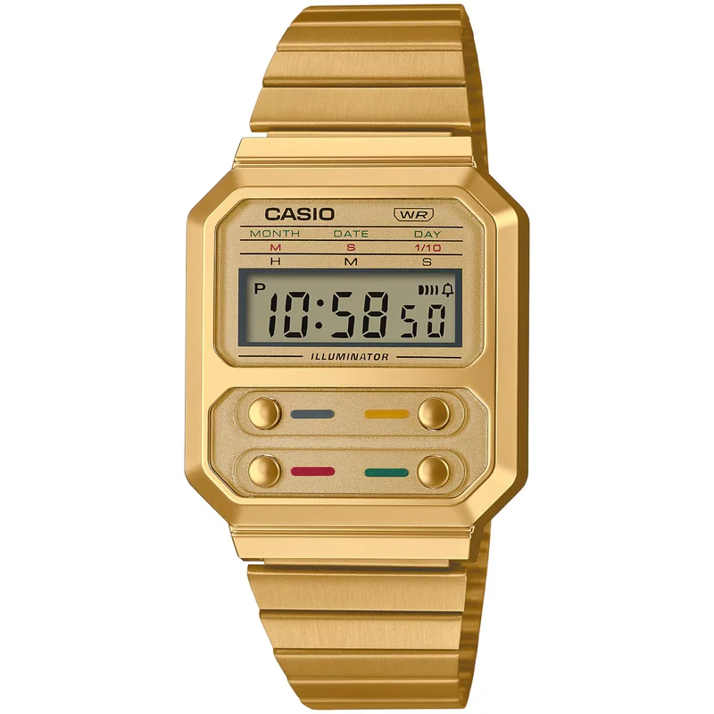 Montre Casio Mixte Vintage A100WEG-9A Quartz Digitale Doré