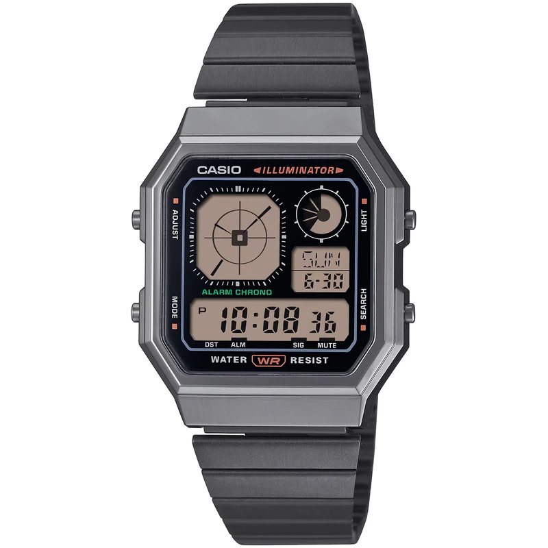 Montre Casio Mixte Vintage A130WEGG-1A Quartz Digitale Gris Noir