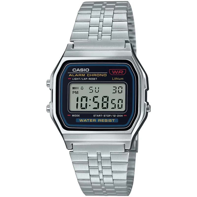 Montre Casio Mixte Vintage A159W-N1 Quartz Digitale Argent Noir