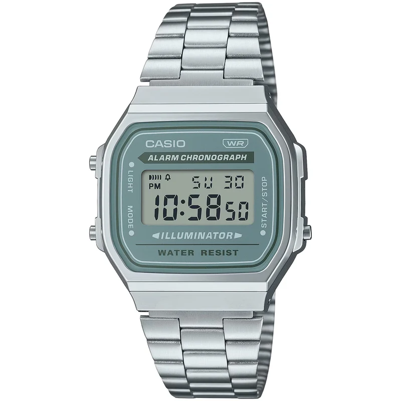 Montre Casio Mixte Vintage A168WA-3A Quartz Digitale Argent Gris