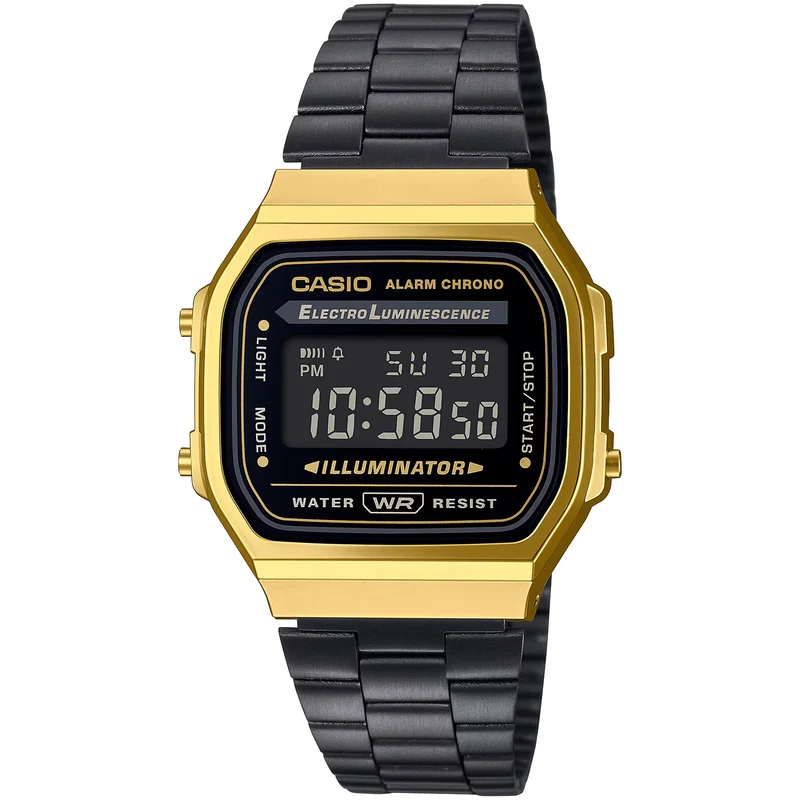 Montre Casio Mixte Vintage A168WEGB-1B Quartz Digitale Doré Noir