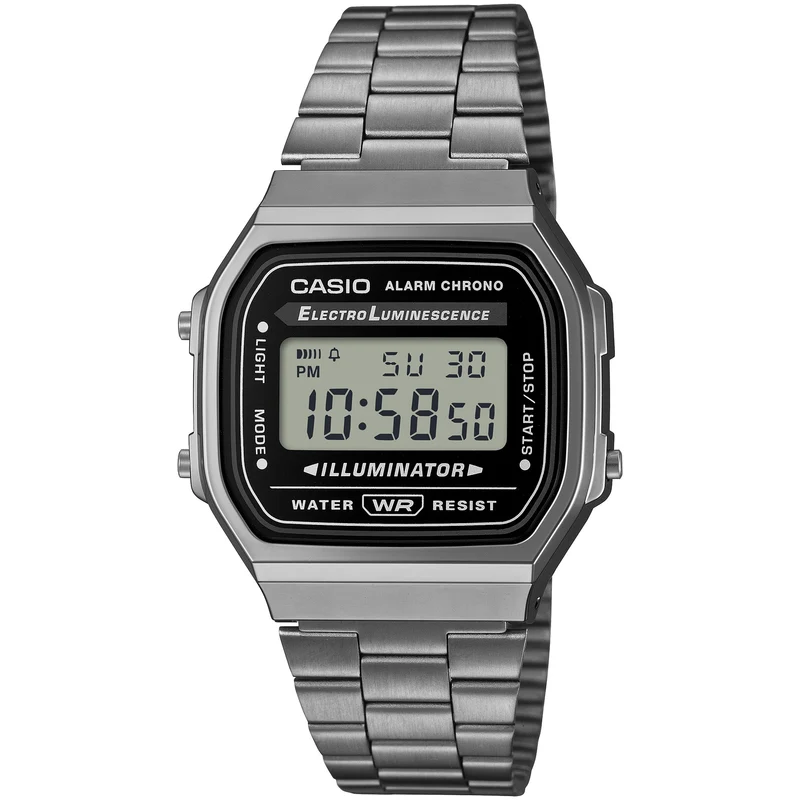 Montre Casio Mixte Vintage A168WGG-1A Quartz Digitale Argent Noir
