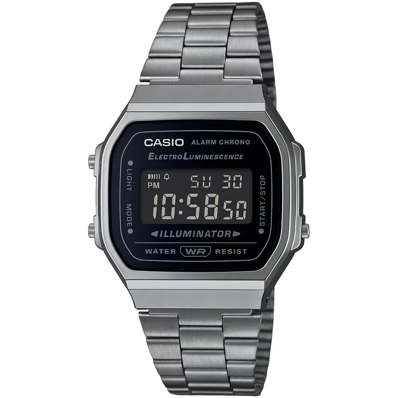 Montre Casio Mixte Vintage A168WGG-1B Quartz Digitale Argent Noir