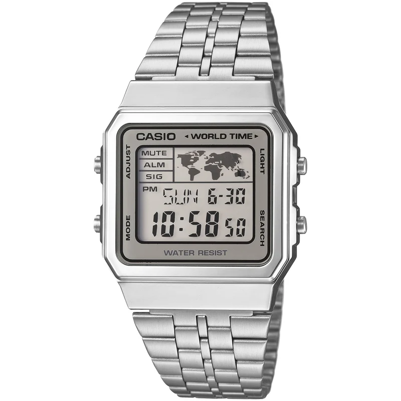 Montre Casio Mixte Vintage A500WA-7 Quartz Digitale Argent Gris