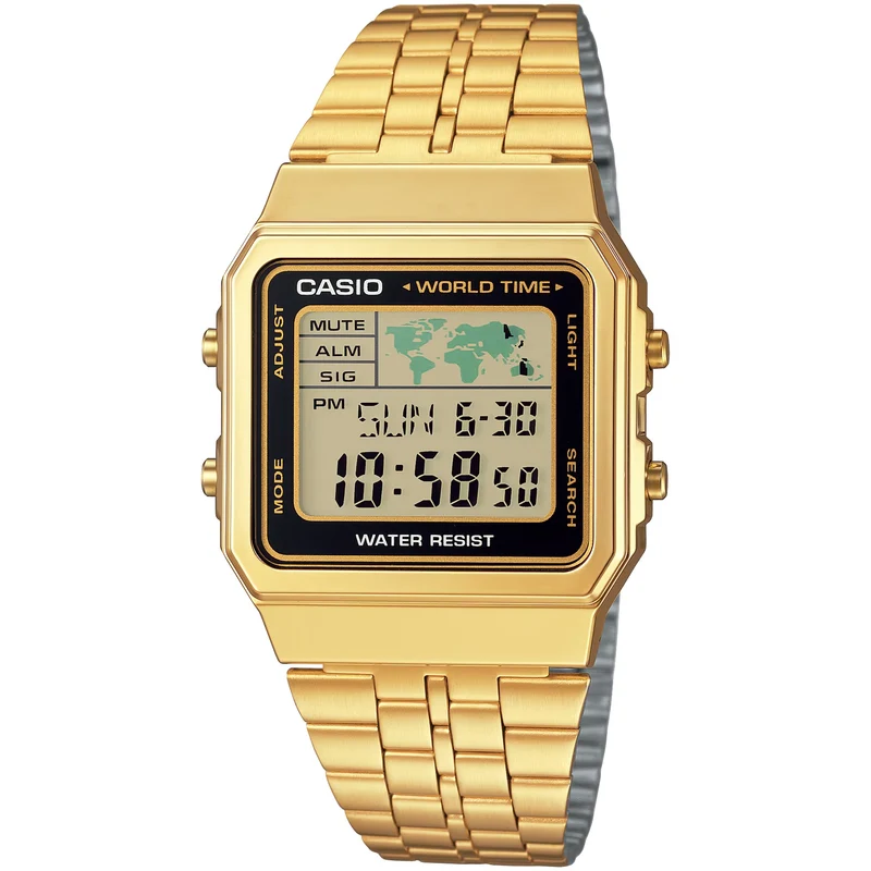 Montre Casio Mixte Vintage A500WGA-1 Quartz Digitale Doré Noir