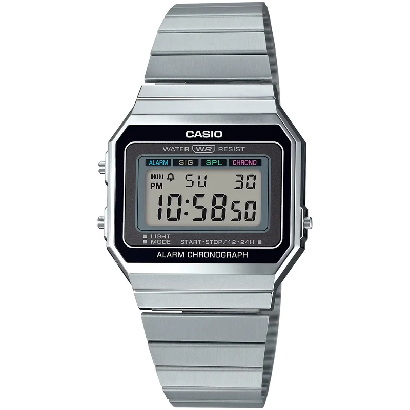 Montre Casio Mixte Vintage A700W-1A Quartz Digitale Argent Noir