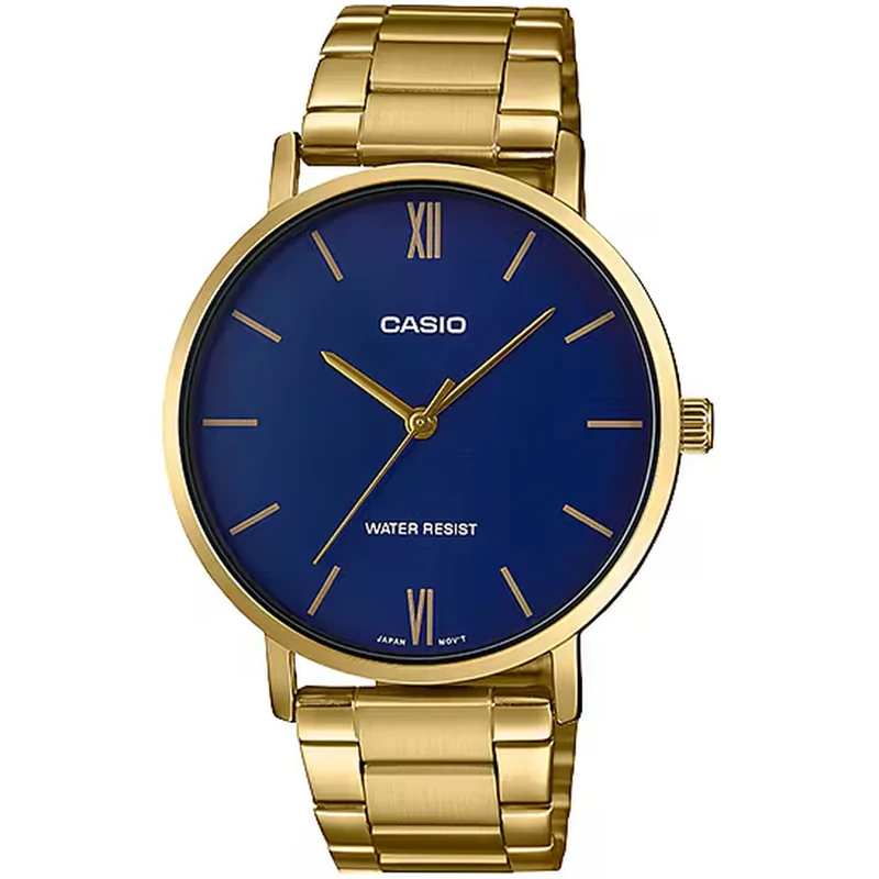 Montre Casio Homme MTP-VT01G-2B Quartz Analogique Doré Bleu