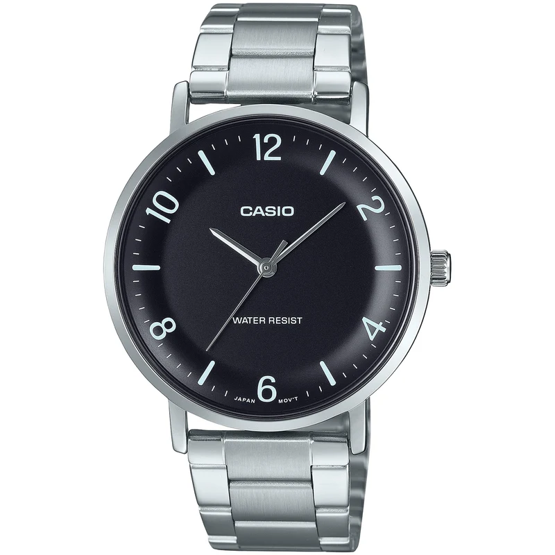 Montre Casio Homme MTP-VT03D-1B Quartz Analogique Argent Noir