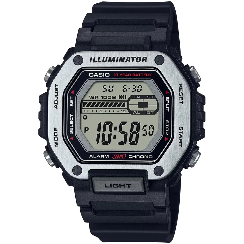 Montre Casio Homme MWD-110H-1A Quartz Digitale Argent Noir