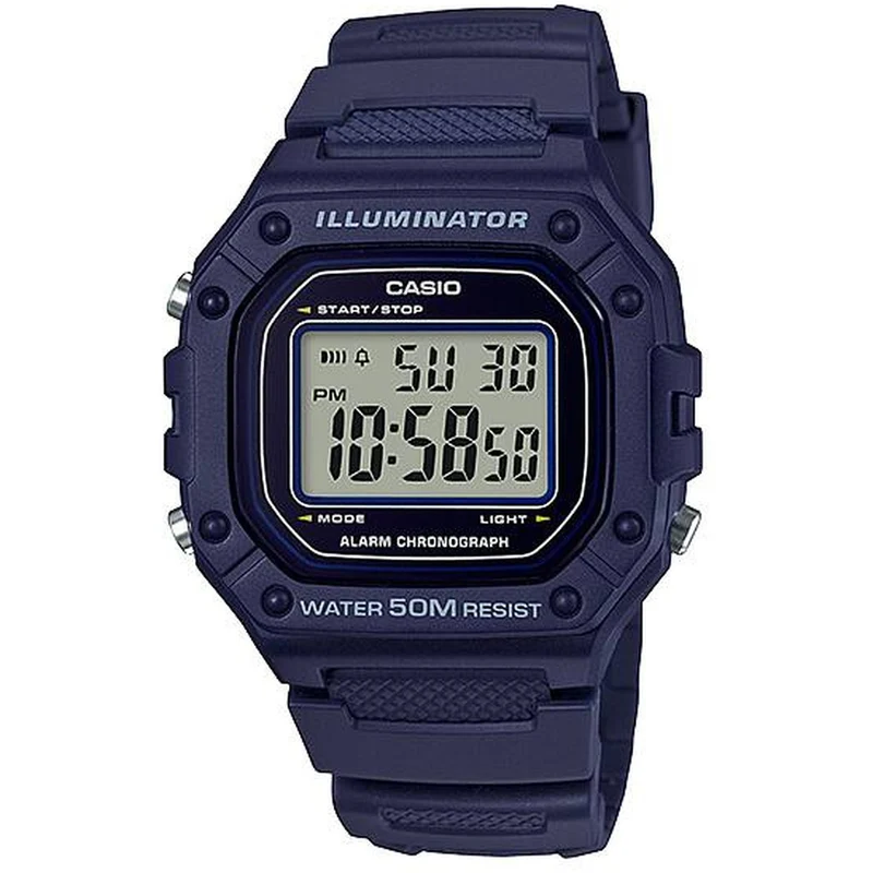 Montre Casio Homme W-218H-2A Quartz Digitale Bleu Noir