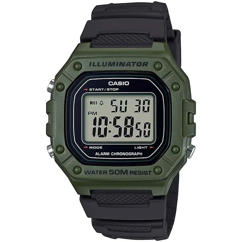 Montre Casio Homme W-218H-3A Quartz Digitale Vert Noir