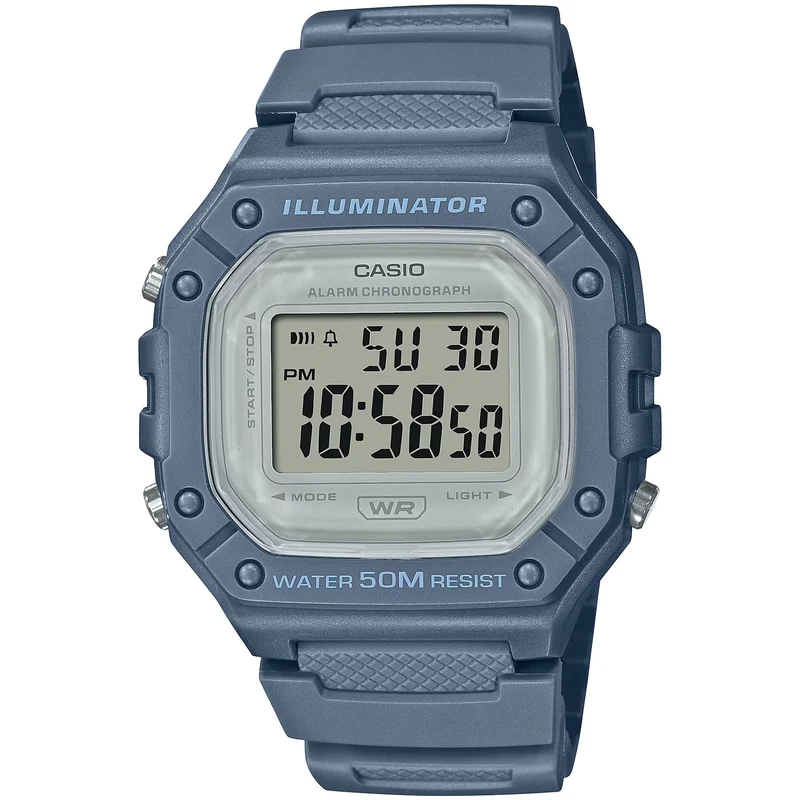 Montre Casio Femme W-218HC-2A Quartz Digitale Bleu Gris