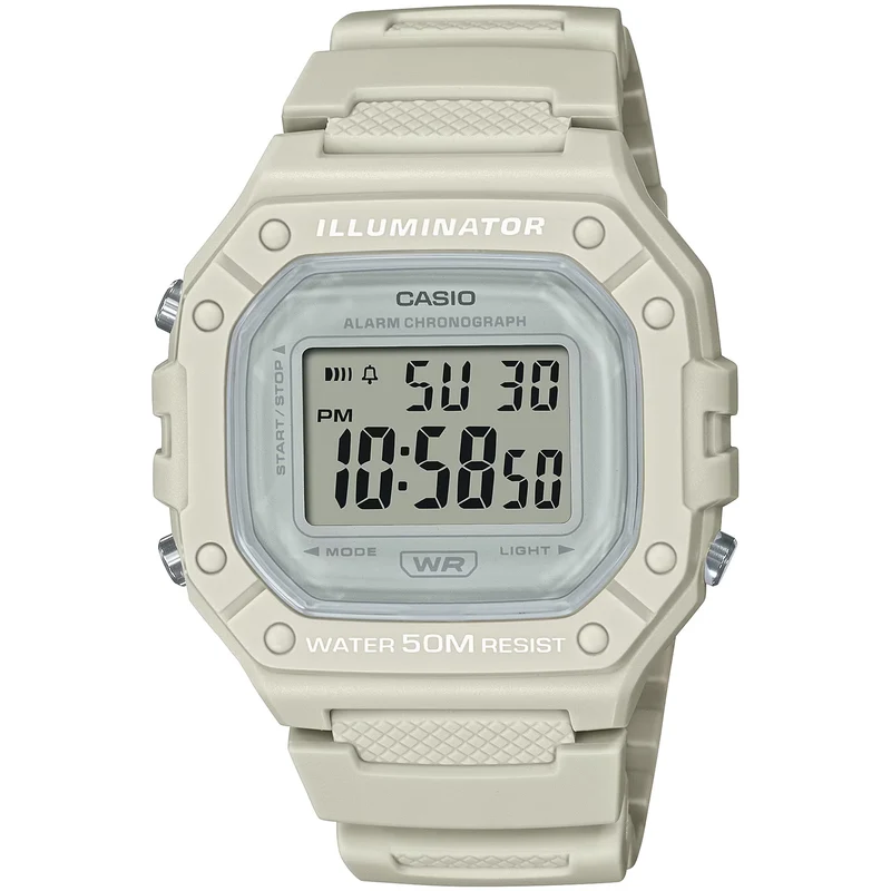 Montre Casio Femme W-218HC-8A Quartz Digitale Blanc Gris