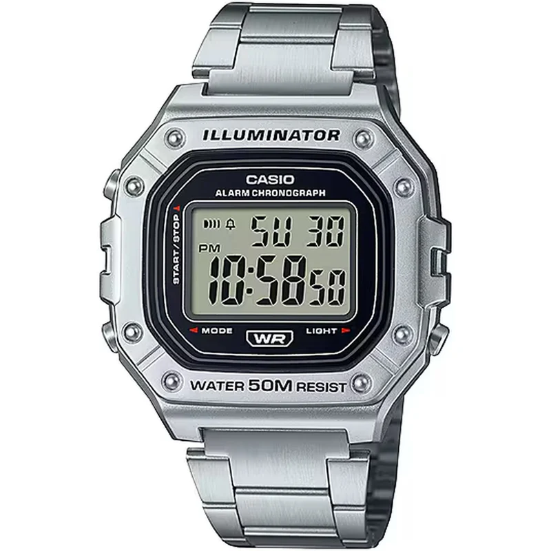 Montre Casio Homme W-218HD-1A Quartz Digitale Argent Noir