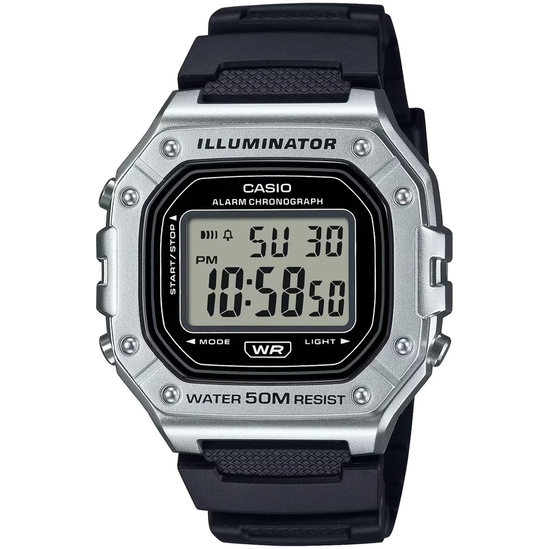 Montre Casio Homme W-218HM-7A Quartz Digitale Argent Noir