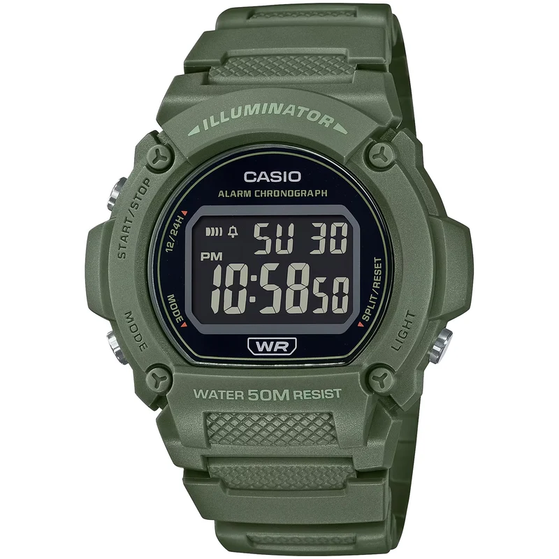 Montre Casio Homme W-219HC-3B Quartz Digitale Vert Noir