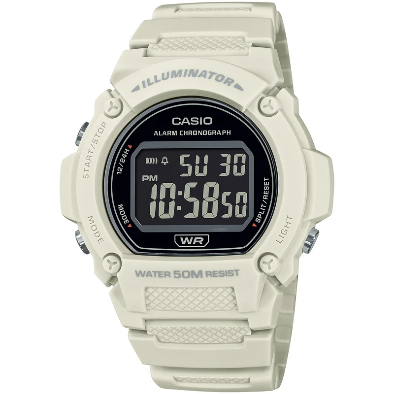 Montre Casio Homme W-219HC-8B Quartz Digitale Blanc Noir