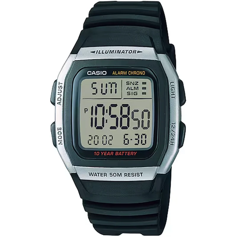 Montre Casio Homme W-96H-1A Quartz Digitale Argent Noir