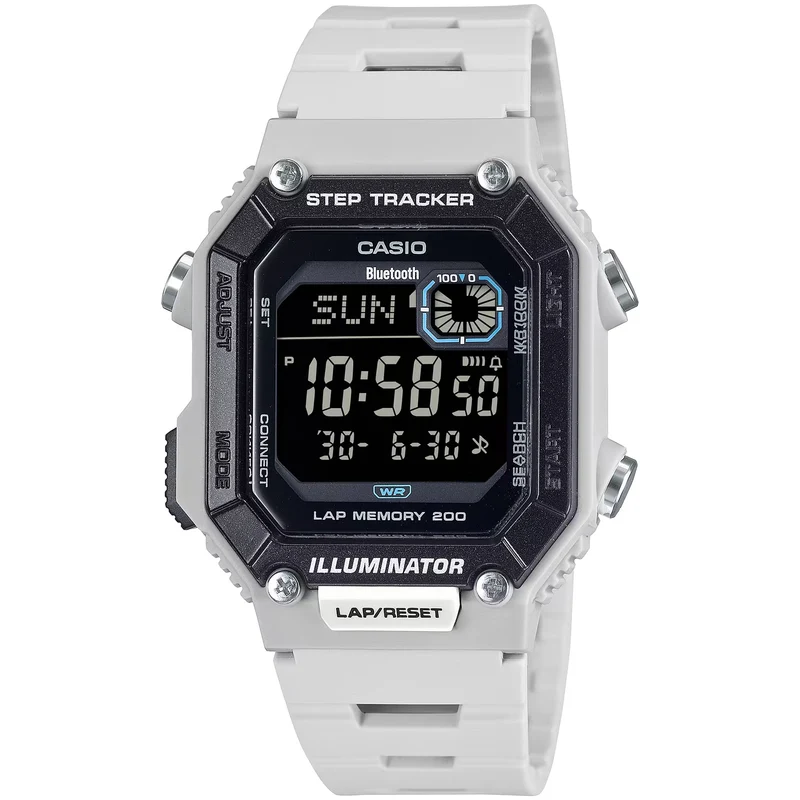 Montre Casio Homme WS-B1000-8B Quartz Digitale Blanc Noir