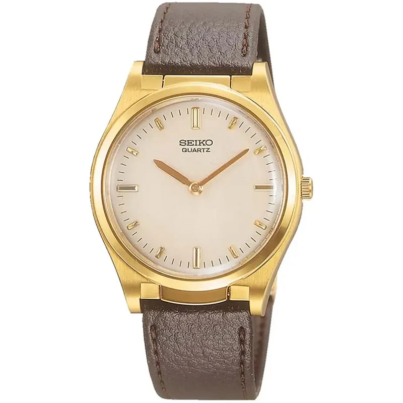Montre Seiko Braille Homme S23158J5 Doré Cuir Marron