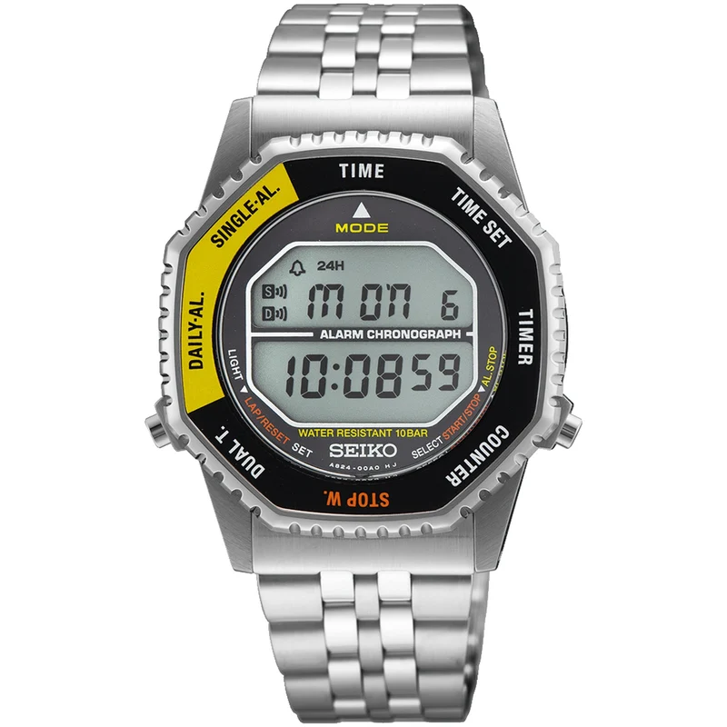 Montre Seiko Rotocall Homme SMGG17P1 Digitale Argenté Noir Jaune