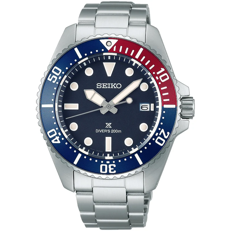 Montre Seiko Prospex Homme SNE595P1 Solaire Argenté Bleu Rouge